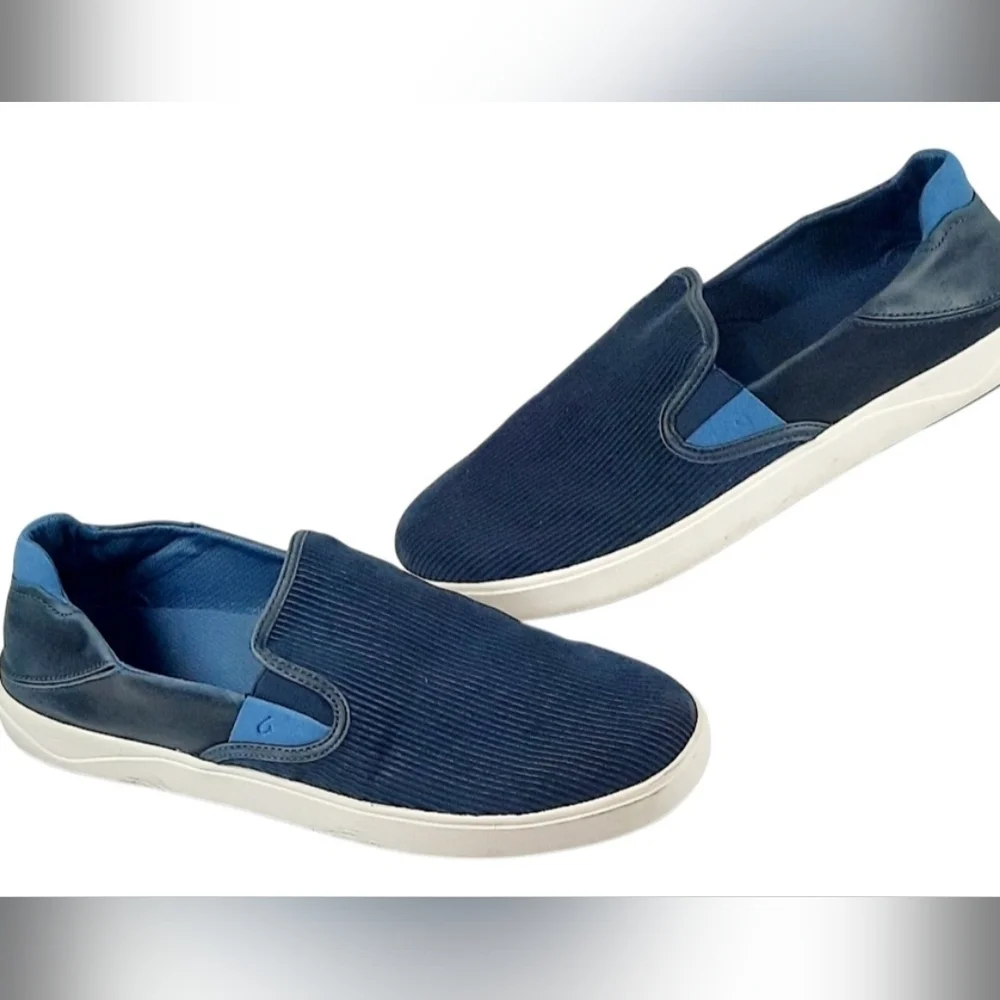 Olukai Men’s LAE’AHI KAPA Corduroy Slip On Shoes Blue Suede US 14
